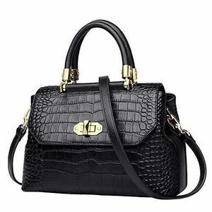 Chic Handbags Bag Pu Textured Crocodile Pattern Satchel Bags Top Circular